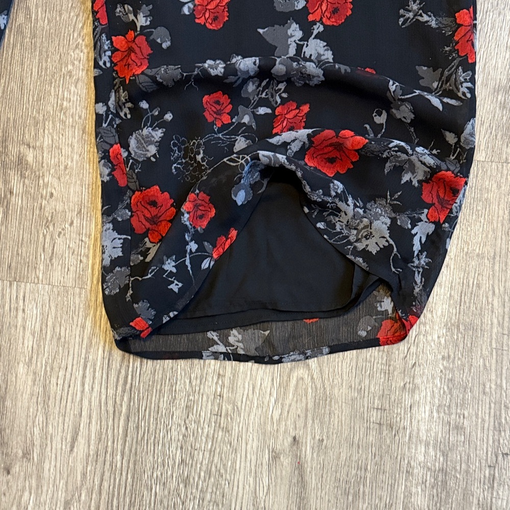 ALI & JAY Black Jumpsuit with Red and Gray Floral Design - Picture 3 of 8